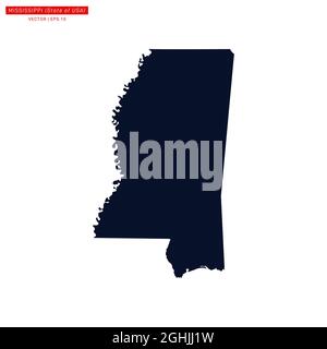 Mississippi (USA) Map Vector Stock Illustration Design Template. Vektor eps 10. Stock Vektor