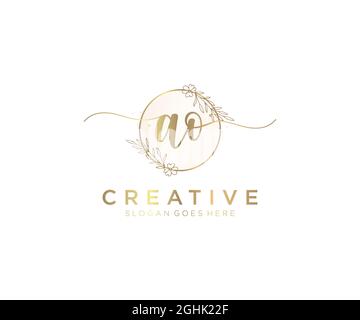 AO feminine Logo Schönheit Monogramm und elegantes Logo-Design, Handschrift Logo der ursprünglichen Signatur, Hochzeit, Mode, Blumen und botanischen mit kreativen Stock Vektor