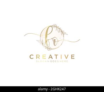 FO feminine Logo Schönheit Monogramm und eleganten Logo-Design, Handschrift Logo der ursprünglichen Signatur, Hochzeit, Mode, Blumen und botanischen mit kreativen Stock Vektor