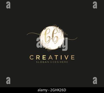 BB feminine Logo Schönheit Monogramm und elegantes Logo-Design, Handschrift Logo der ursprünglichen Signatur, Hochzeit, Mode, Blumen und botanischen mit kreativen Stock Vektor