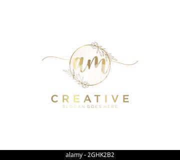 AM feminine Logo Schönheit Monogramm und elegantes Logo-Design, Handschrift Logo der ursprünglichen Signatur, Hochzeit, Mode, Blumen und botanischen mit kreativen Stock Vektor