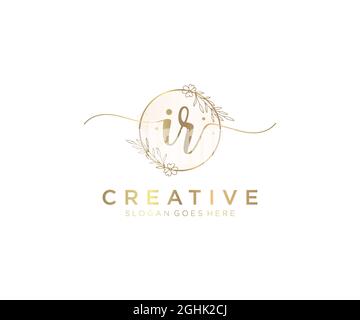 IR feminine Logo Schönheit Monogramm und elegantes Logo-Design, Handschrift Logo der ursprünglichen Signatur, Hochzeit, Mode, Blumen und botanischen mit kreativen Stock Vektor