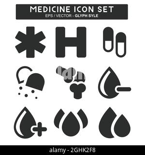 Set Icon Vector of Medicine - Glyph Style - einfache Illustration, editierbare Kontur, Design Template Vektor, gut für Drucke, Poster, Ankündigungen, ein Stock Vektor
