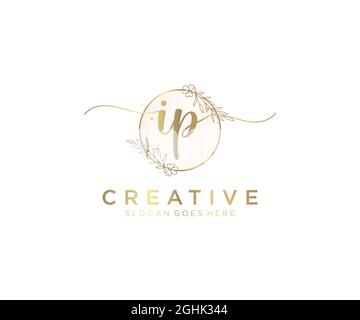 IP feminine Logo Schönheit Monogramm und elegantes Logo-Design, Handschrift Logo der ursprünglichen Signatur, Hochzeit, Mode, Blumen und botanischen mit kreativen Stock Vektor