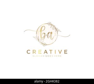 BA feminine Logo Schönheit Monogramm und elegantes Logo-Design, Handschrift Logo der ursprünglichen Signatur, Hochzeit, Mode, Blumen und botanischen mit kreativen Stock Vektor