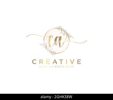 CA feminine Logo Schönheit Monogramm und elegantes Logo-Design, Handschrift Logo der ursprünglichen Signatur, Hochzeit, Mode, Blumen und botanischen mit kreativen Stock Vektor