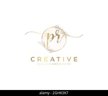 PR feminine Logo Schönheit Monogramm und eleganten Logo-Design, Handschrift Logo der ursprünglichen Signatur, Hochzeit, Mode, floral und botanisch mit kreativen Stock Vektor