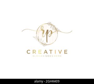 RP feminine Logo Schönheit Monogramm und elegantes Logo-Design, Handschrift Logo der ursprünglichen Signatur, Hochzeit, Mode, floral und botanisch mit kreativen Stock Vektor