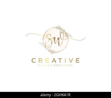SW feminine Logo Schönheit Monogramm und elegantes Logo-Design, Handschrift Logo der ursprünglichen Signatur, Hochzeit, Mode, floral und botanisch mit kreativen Stock Vektor