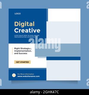 Kreative Agentur entwerfen Social Media Post und Banner Vorlage Promotion. Kreative Idee digitale Marketing-Agentur, quadratische Flyer-Vorlage mit blauer Farbe Stock Vektor