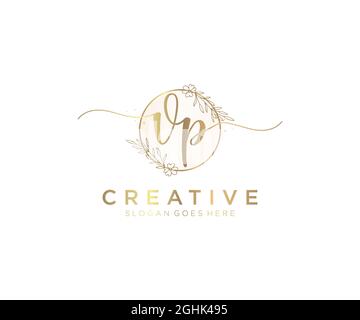 VP feminine Logo Schönheit Monogramm und elegantes Logo-Design, Handschrift Logo der ursprünglichen Signatur, Hochzeit, Mode, Blumen und botanischen mit kreativen Stock Vektor