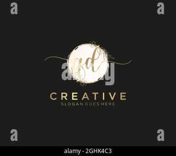 QD feminine Logo Schönheit Monogramm und elegantes Logo-Design, Handschrift Logo der ursprünglichen Signatur, Hochzeit, Mode, Blumen und botanischen mit kreativen Stock Vektor