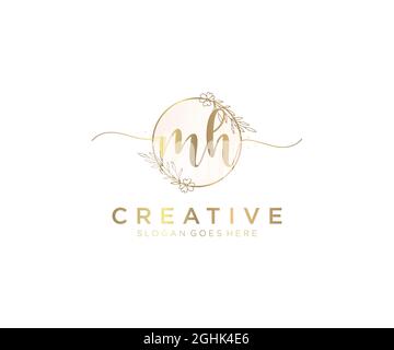 MH feminine Logo Schönheit Monogramm und elegantes Logo-Design, Handschrift Logo der ursprünglichen Signatur, Hochzeit, Mode, floral und botanisch mit kreativen Stock Vektor
