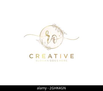 RO feminine Logo Schönheit Monogramm und elegantes Logo-Design, Handschrift Logo der ursprünglichen Signatur, Hochzeit, Mode, Blumen und botanischen mit kreativen Stock Vektor