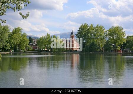 See von Puigcerdá in der Region Cerdaña, Gerona, Katalonien, Spanien Stockfoto