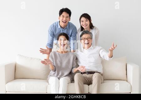 Porträt der glückliche Familie Stockfoto