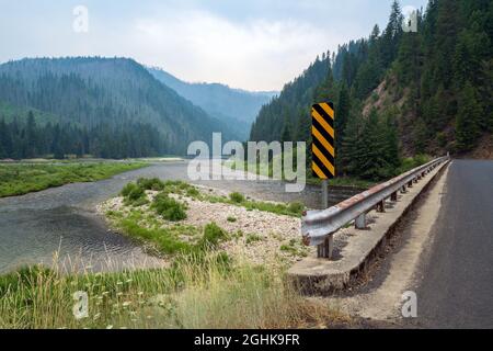 Brücke an der Konvergenz der Selway, Lochsa und Middle Fork Clearwater Flüsse in Idaho, USA Stockfoto