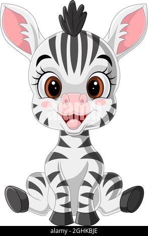 Cartoon niedlichen Baby Zebra sitzen Stock Vektor