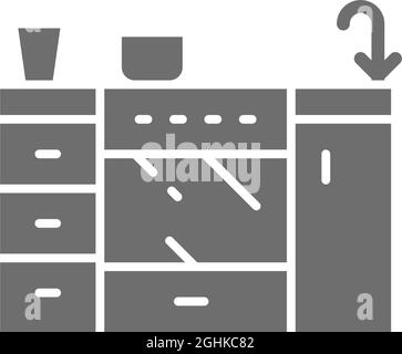 Vector Herd, Möbel für Küche grau Symbol. Stock Vektor