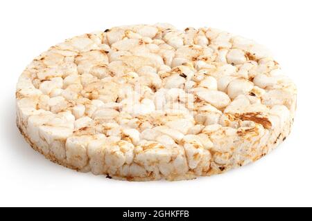 Einfarbiger brauner Reiskuchen, isoliert auf Weiß. Stockfoto