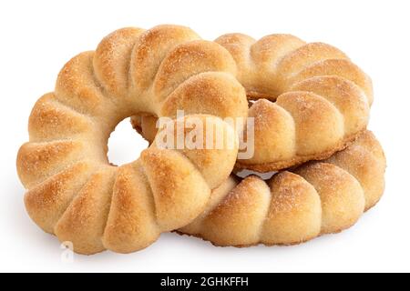 Drei wiener Kekse isoliert auf Weiß. Stockfoto