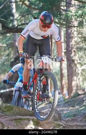 Lenzerheide, Schweiz. 5. September 2021. Vincent Jonatan Beckmann während des Cross Country Olympic Rennens der Herren Elite am UCI Mountain Bike Welt Stockfoto