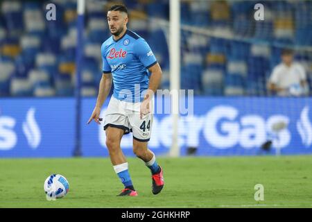 Der griechische Verteidiger des SSC Napoli, Konstantinos Manolis, kontrolliert den Ball während des Freundschaftsspiels zwischen dem SSC Napoli und Benevento am 07. September 2021 im Diego Armando Maradona Stadium in Neapel, Italien Stockfoto