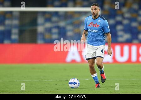 Der griechische Verteidiger des SSC Napoli, Konstantinos Manolis, kontrolliert den Ball während des Freundschaftsspiels zwischen dem SSC Napoli und Benevento am 07. September 2021 im Diego Armando Maradona Stadium in Neapel, Italien Stockfoto