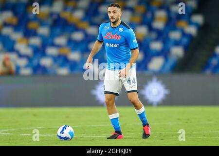 Der griechische Verteidiger des SSC Napoli, Konstantinos Manolis, kontrolliert den Ball während des Freundschaftsspiels zwischen dem SSC Napoli und Benevento am 07. September 2021 im Diego Armando Maradona Stadium in Neapel, Italien Stockfoto