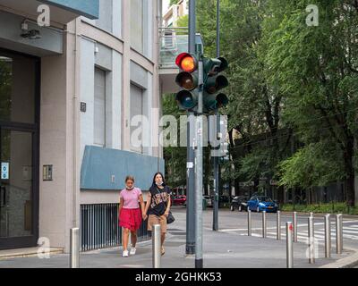 MAILAND, ITALIEN - 08. Aug 2021: Das Zentrum von Mailand im Sommer 2021 Stockfoto