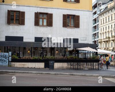 MAILAND, ITALIEN - 08. Aug 2021: Das Zentrum von Mailand im Sommer 2021 Stockfoto