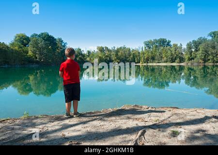 Italien, Lombardei, Ricengo, See der Reflexionen, ausgewählt vom Regisseur Luca Guadagnino für die Badeszene des Films Call Me By Your Name Stockfoto