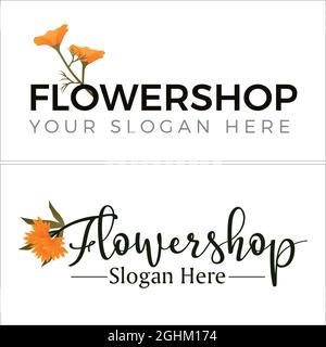 Einzelhandel Homesteading Blume Typografie Logo-Design Stock Vektor