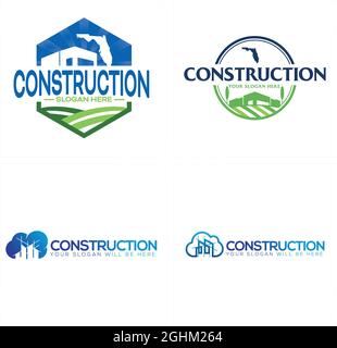 Baugewerbe Geschäftsimmobilie Architekt Gebäude Logo Design Stock Vektor