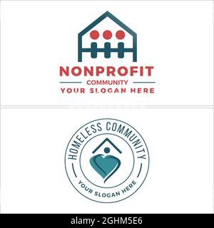Gemeinschaft gemeinnützig Home Menschen Charity Logo Design Stock Vektor