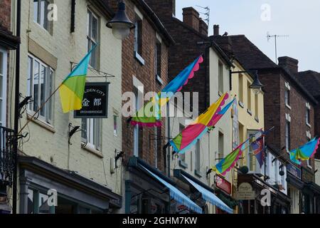 Ironbridge Shropshire West Midlands UK Worlds die erste Ironbridge über den Fluss Severn wurde 1781 eröffnet. Geburtsort der industriellen Revolution. Stockfoto