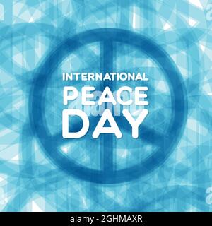 Internationaler Friedenstag. Peace-Symbol und -Text. Vektorgrafik, flaches Design Stock Vektor