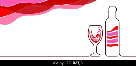 Designhintergrund für Restaurant, Bar oder Alkoholgeschäft. Volle Flasche Wein. Stock Vektor