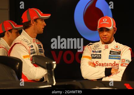 01.02.2012 Woking, England, Jenson Button (GBR), McLaren Mercedes - Einführung des Vodafone McLaren Mercedes MP4-27, McLaren Technology Centre - Stockfoto