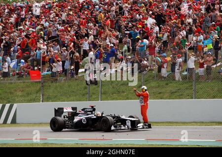 Rennsieger Pastor Maldonado (EHRW.) Williams FW34 feiert am Ende des Rennens. 10.05.2012. Formel 1 Weltmeisterschaft, Rd 5, Großer Preis Von Spanien, Barcelona, Spanien, Wettkampftag Stockfoto