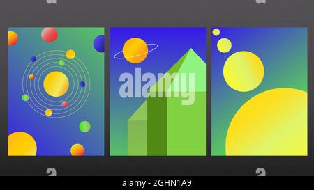 astro Planet Gradient Poster 3d-Design Stock Vektor