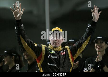 1. Platz Kimi Räikkönen, Lotus Renault F1 Team 04.11.2012. Formel-1-Weltmeisterschaft, Rd 18, großer Preis von Abu Dhabi, Abu Dhabi, VAE, Renntag Stockfoto