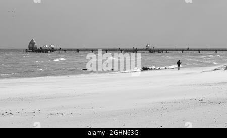 Landschaft, das ist eine Strandpromenade von Grömitz in Deutschland Stockfoto