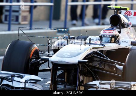 Valtteri Bottas (FIN) Williams FW34 Fühlerausrüstung. 07.02.2013. Formel-1-Test, Tag Drei, Jerez, Spanien. Stockfoto