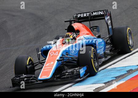 Pascal Wehrlein (GER) Manor Racing MRT05. Großer Preis von Deutschland, Freitag, 29. Juli 2016. Hockenheim, Deutschland. 29.07.2016. Formel 1 Weltmeisterschaft, Rd 12, Großer Preis Von Deutschland, Hockenheim, Deutschland, Übungstag. Bildnachweis sollte lauten: XPB/Press Association Images. Stockfoto