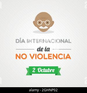Internationaler Tag der Gewaltlosigkeit. Spanisch. Vektorgrafik, flaches Design Stock Vektor