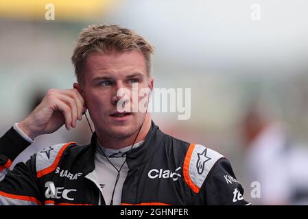 Nico Hulkenberg (GER) Sahara Force India F1 in Parc Ferme. 01.10.2016. Formel-1-Weltmeisterschaft, Rd 16, Großer Preis Von Malaysia, Sepang, Malaysia, Samstag. Bildnachweis sollte lauten: XPB/Press Association Images. Stockfoto