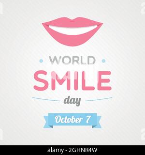 Welttag Des Lächelns. Oktober 7. Der Mund lächelt. Vektorgrafik, flaches Design Stock Vektor