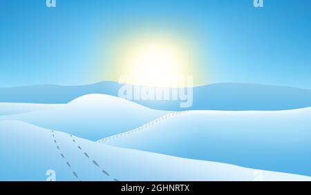 Verschneite Berge bei Sonnenuntergang. Stock Vektor
