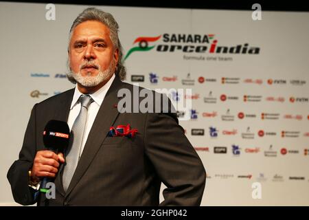 Dr. Vijay Mallya (IND) Sahara Force India F1 Team Owner. 22.02.2017. Sahara Force India F1 VJM10 Launch, Silverstone, England. Bildnachweis sollte lauten: XPB/Press Association Images. Stockfoto